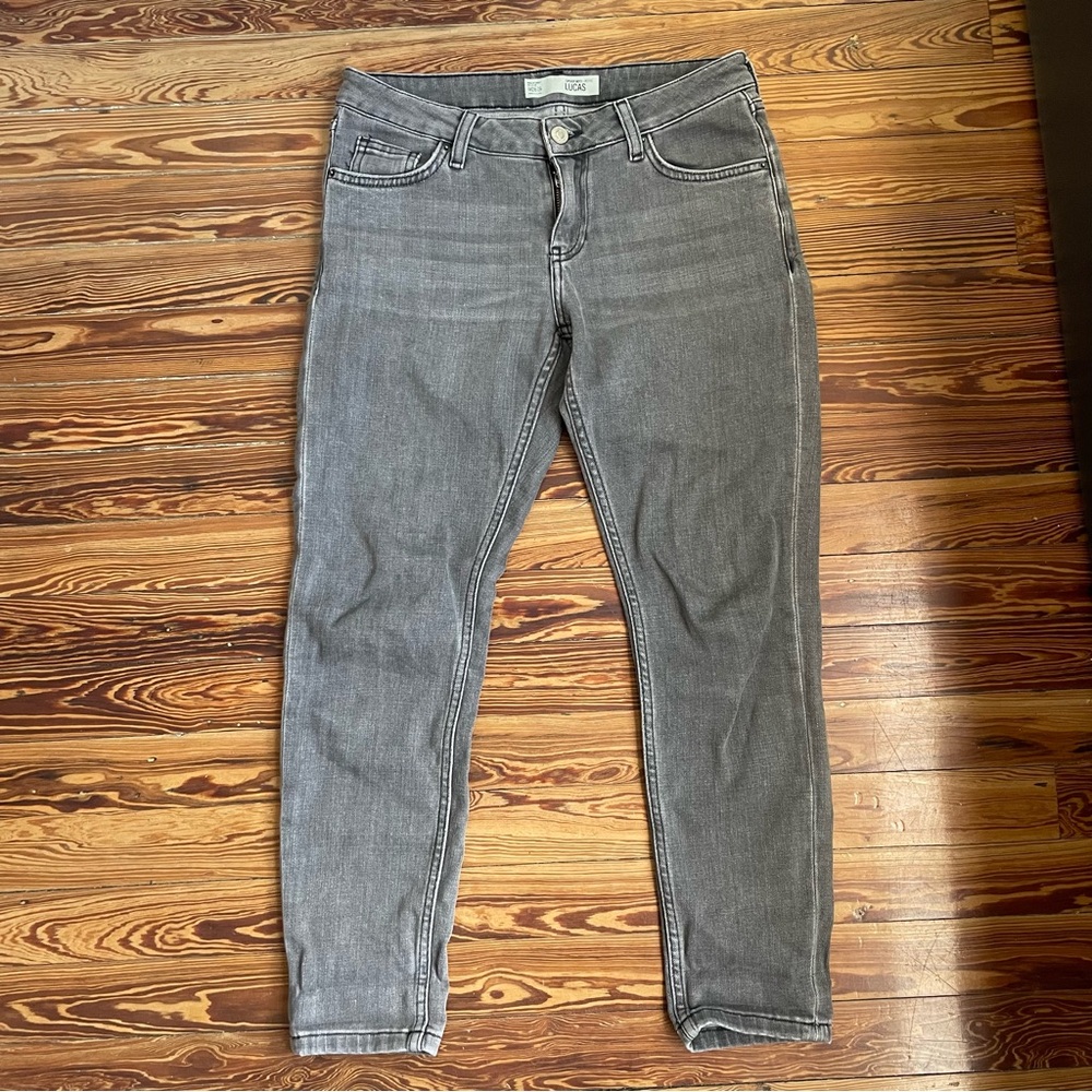 Topshop Moto Lucas Skinny Boyfriend Gray Jeans